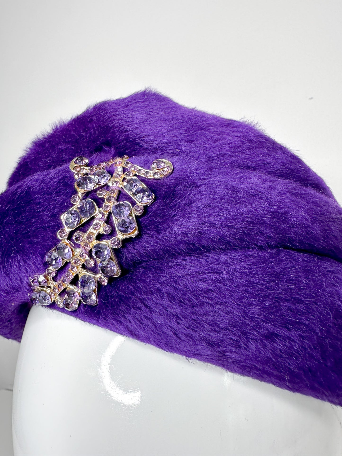 Vintage Purple Orbella Super Beaver Hat with Beaded Embellishment| Vintage Royal Purple Felt Hat | Vintage Beaded hat