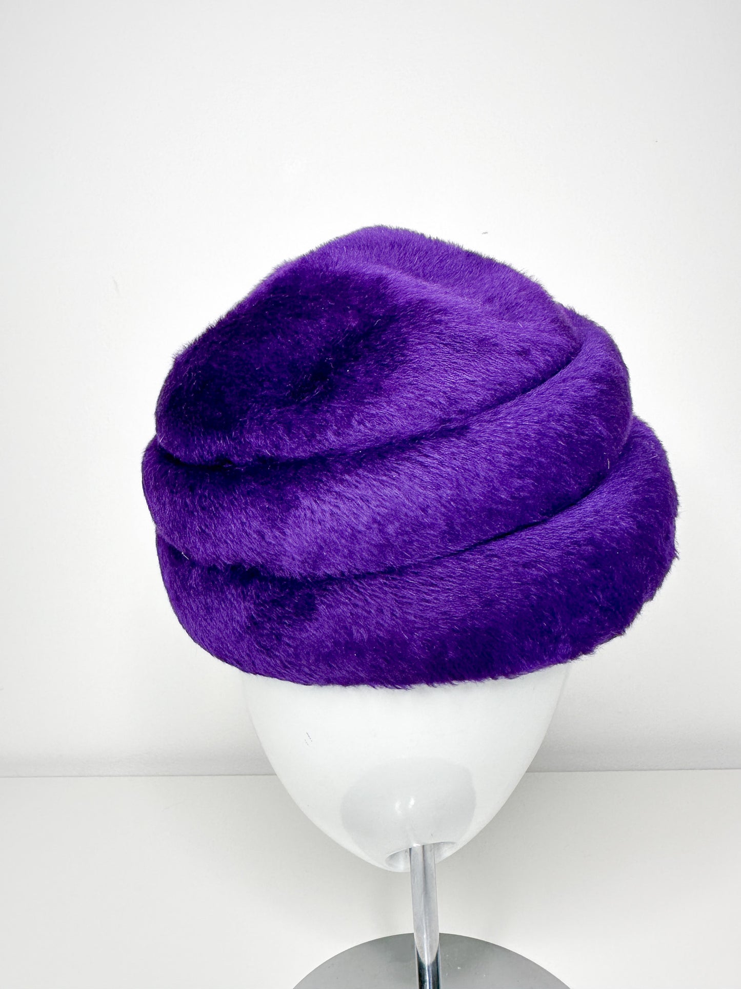 Vintage Purple Orbella Super Beaver Hat with Beaded Embellishment| Vintage Royal Purple Felt Hat | Vintage Beaded hat