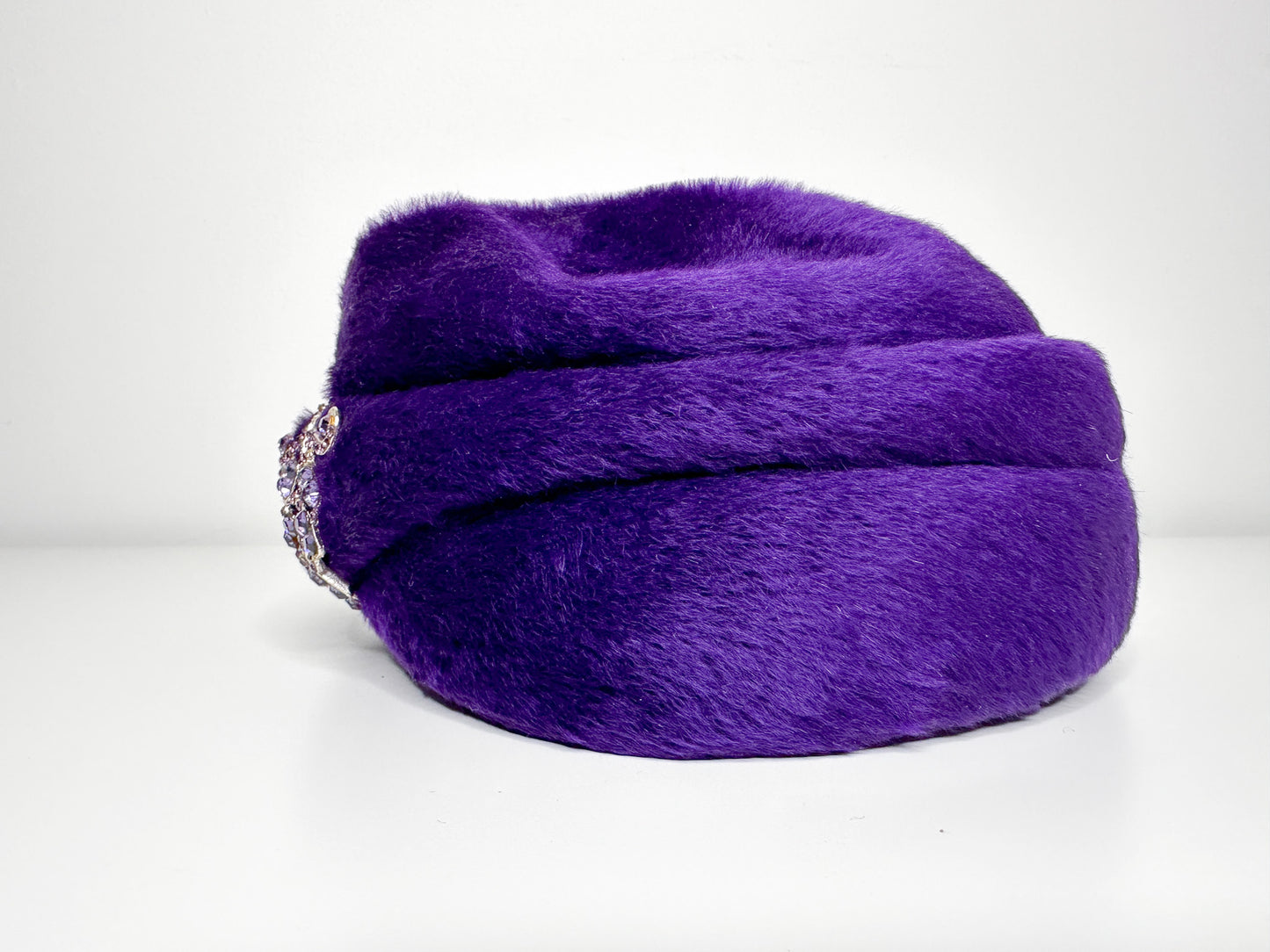 Vintage Purple Orbella Super Beaver Hat with Beaded Embellishment| Vintage Royal Purple Felt Hat | Vintage Beaded hat