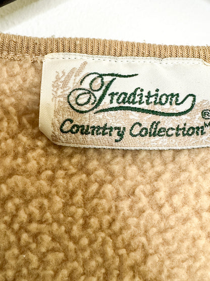 Traditional Country Collection Button Front Fleece Vest | Beige Fleece Vest Size: M