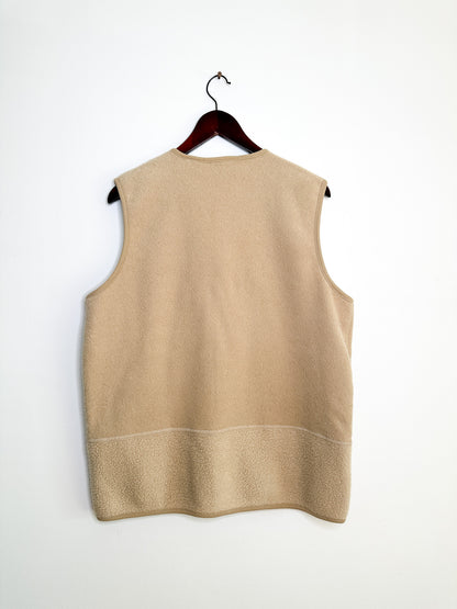 Traditional Country Collection Button Front Fleece Vest | Beige Fleece Vest Size: M