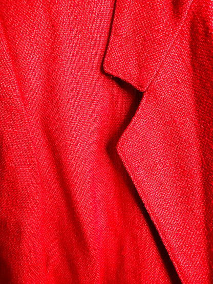 Evan-Picone Couture Red Linen Blend Blazer with Pockets| Red Fall/Winter Blazer | Size: 8 (Medium)