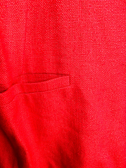 Evan-Picone Couture Red Linen Blend Blazer with Pockets| Red Fall/Winter Blazer | Size: 8 (Medium)