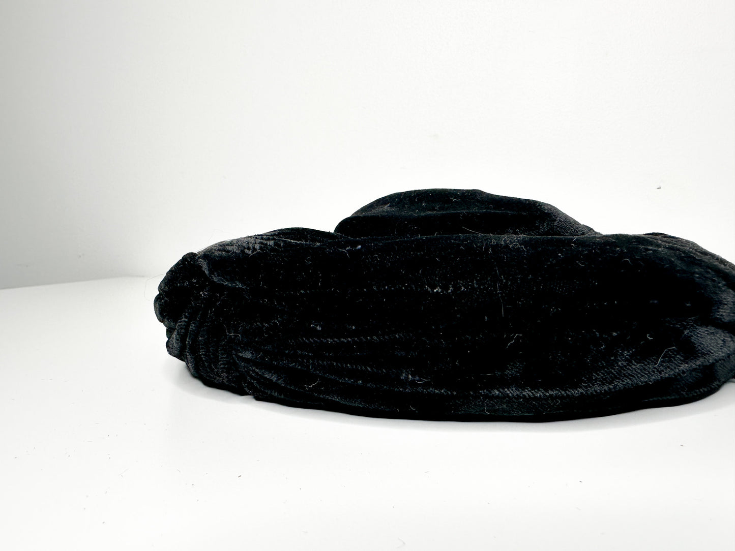 Vintage Black Velvet Hat with Top Knot| Vintage Black Velvet Hat |