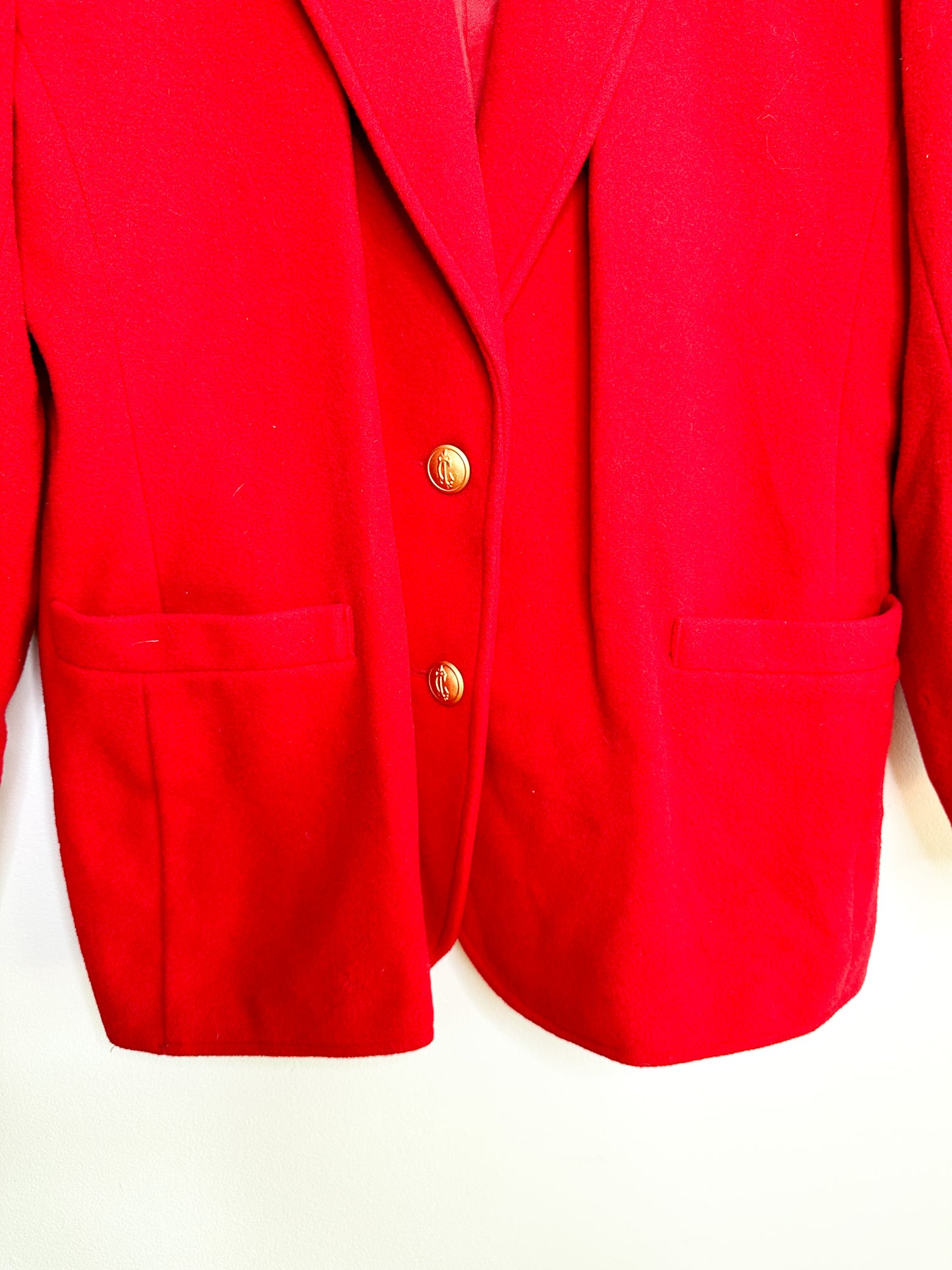 Chic-Pettites Wool  and Cashmere Blazer with Gold Buttons | Vintage Red Wool Blazer | Size: 10 wool Blazer | Fall/Winter Blazer