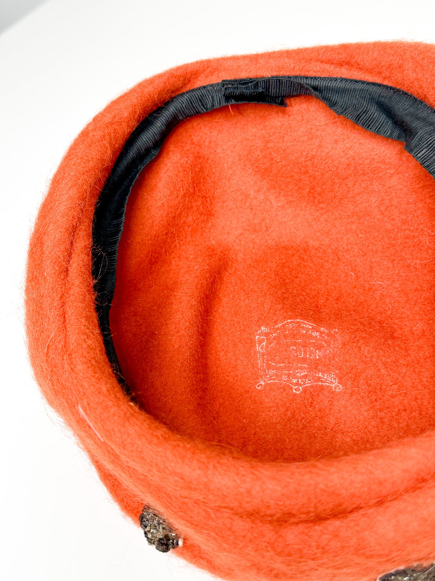 Vintage ORANGE wool Tam with embellishments | Vintage Orange Hat | Vintage Wool hats