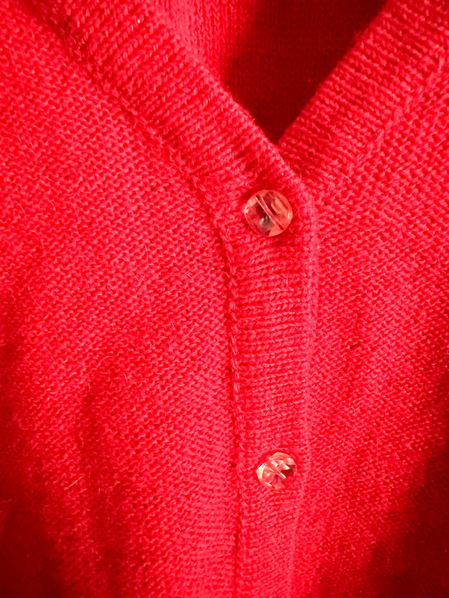 Vintage Red Alpaca Knitted Cardigan Size: Medium