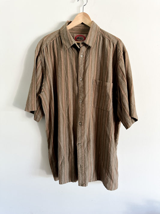 Vintage Australian Outback Collection Striped shirt | Brown Striped Men’s Shirt| Size: XXL