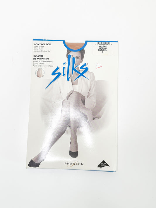 Vintage SILKS  Control Top Silky Sheer | Run - Resist Pantyhose | Vintage Hoisery| Size M - Natural A | NEW in Package