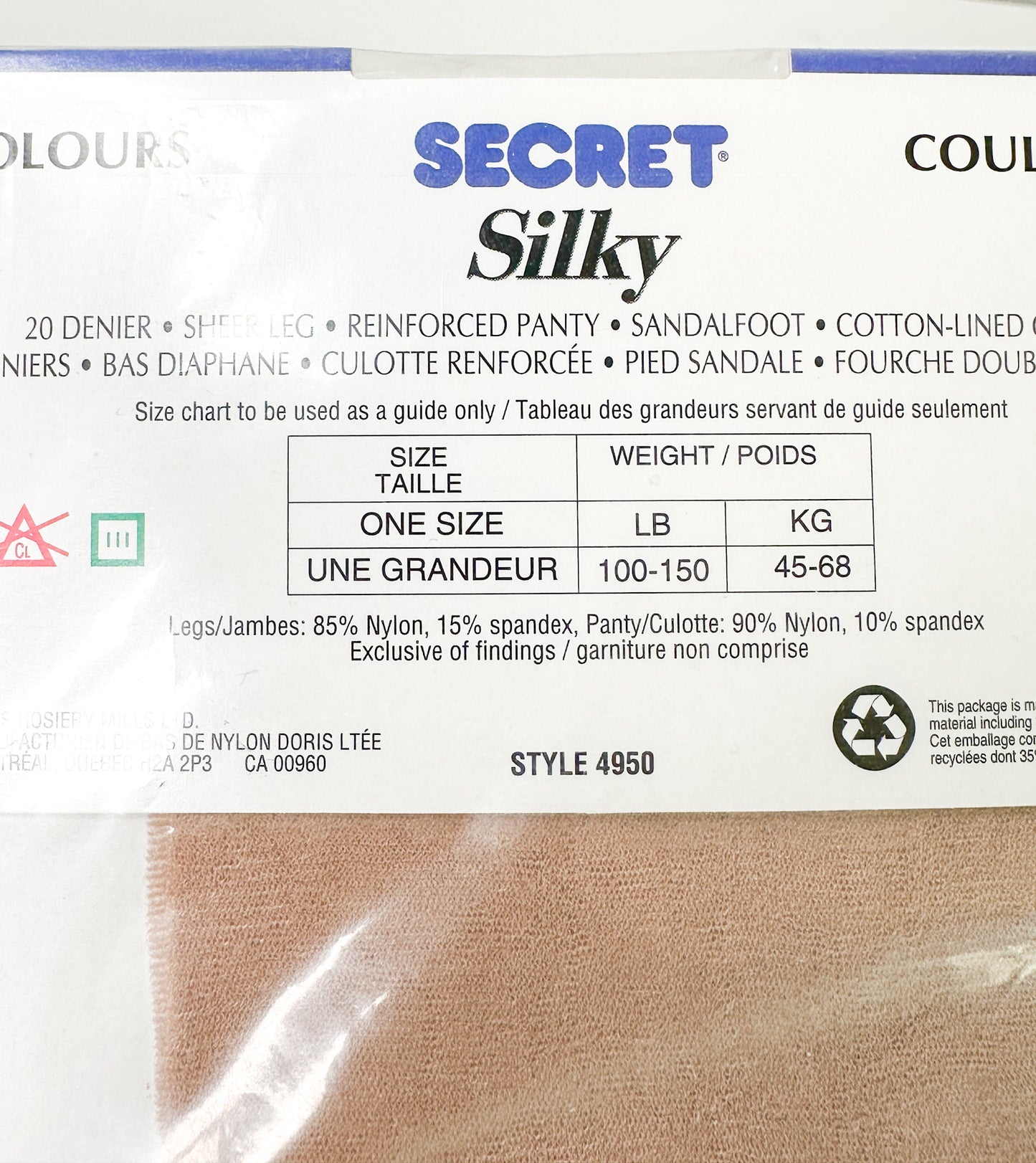 Vintage Secret SILKY Colours  Luxury Pantyhose | Vintage Hoisery| One Size - Nude | NEW in Package
