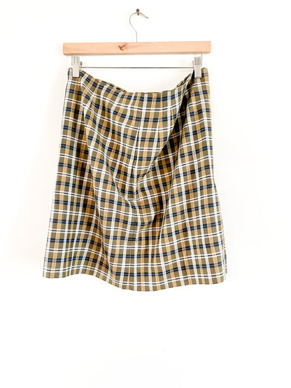 JOBIS Sportwear Plaid Mini Pencil Skirts (Size: 38/Medium)