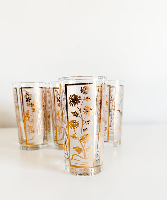 Set of 7 Libbey Glass Four SeasonsTumblers | Vintage 1950s Barware | Vintage Glassware