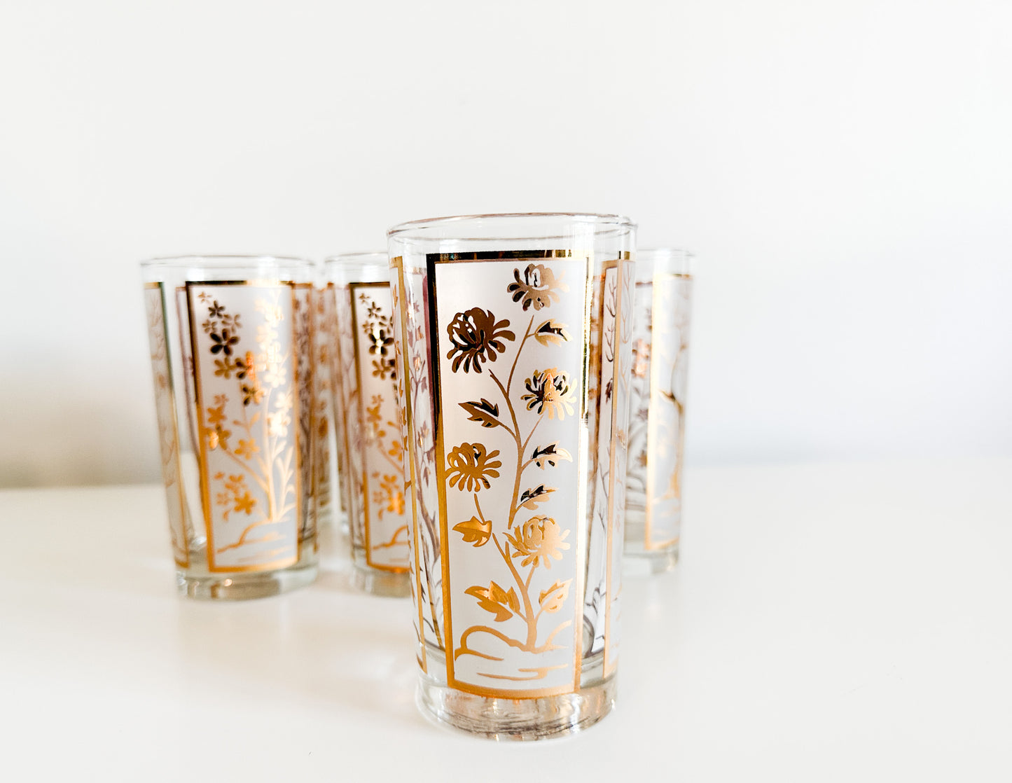 Set of 7 Libbey Glasses Four SeasonsTumblers | Vintage 1950s Barware | Vintage Glassware