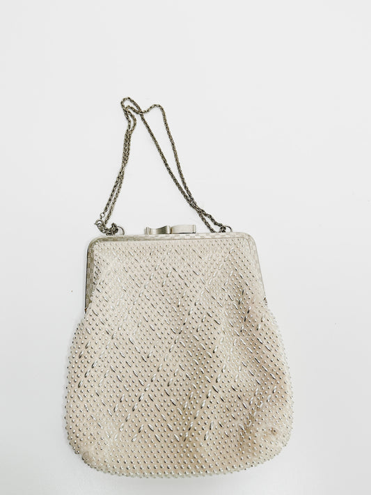 Vintage Beaded Cocktail/Evening Purse with silver details