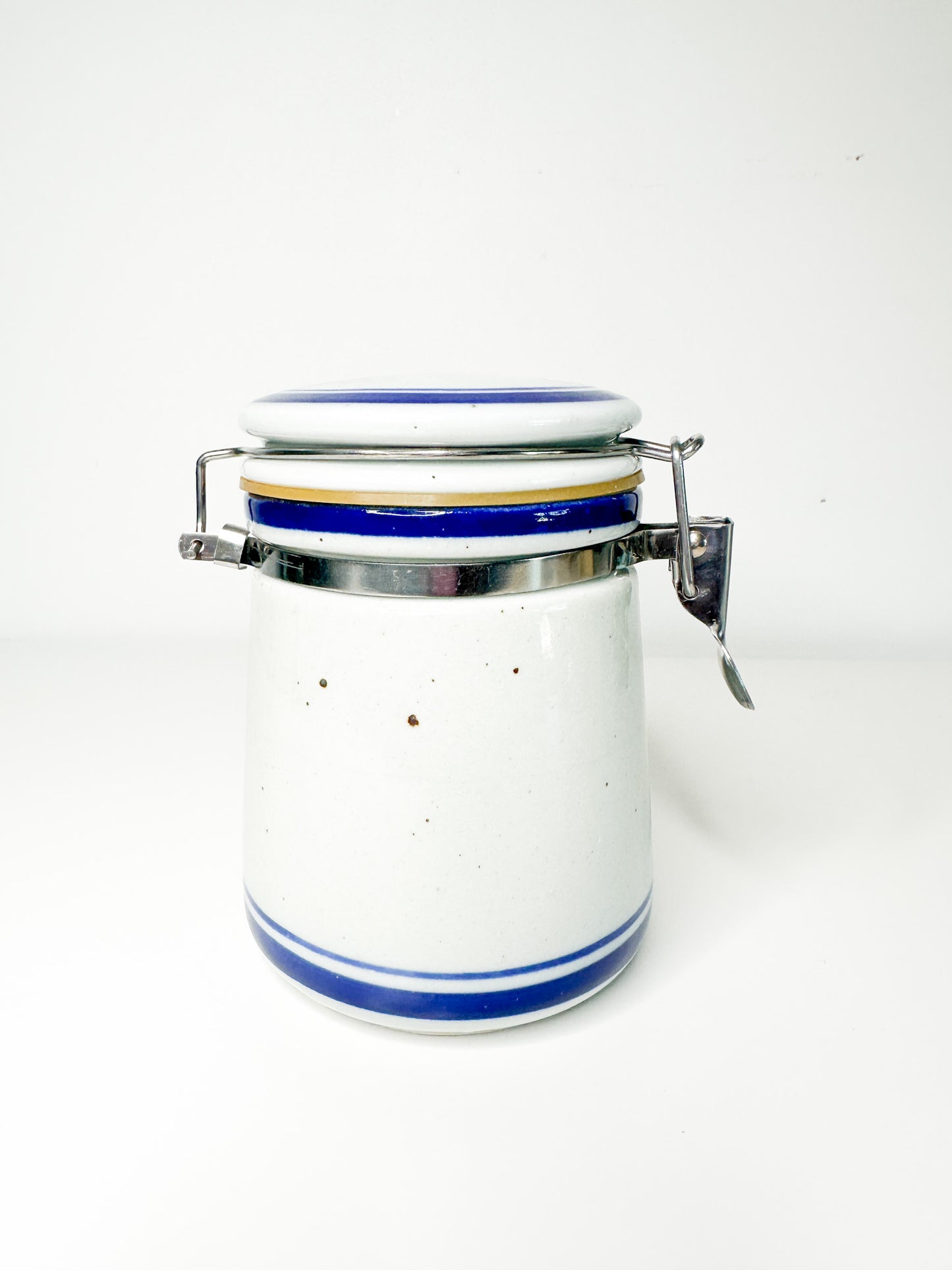 Blue Stoneware Canister Jar with Rubber Seal | Airtight Canister with seal