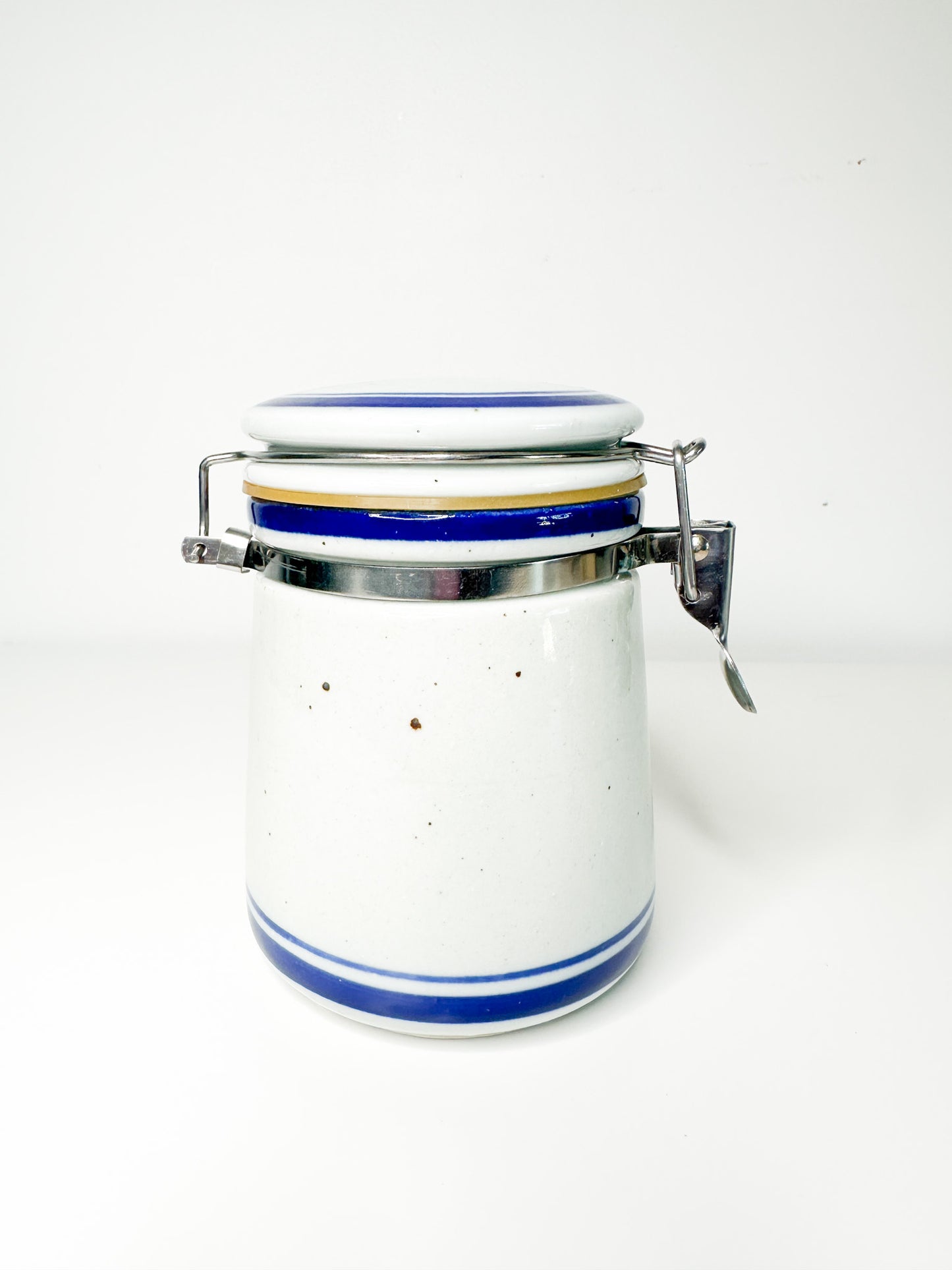 Blue Stoneware Canister Jar with Rubber Seal | Airtight Canister with seal