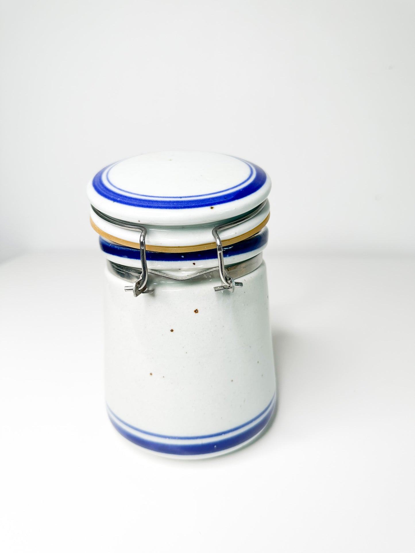 Blue Stoneware Canister Jar with Rubber Seal | Airtight Canister with seal