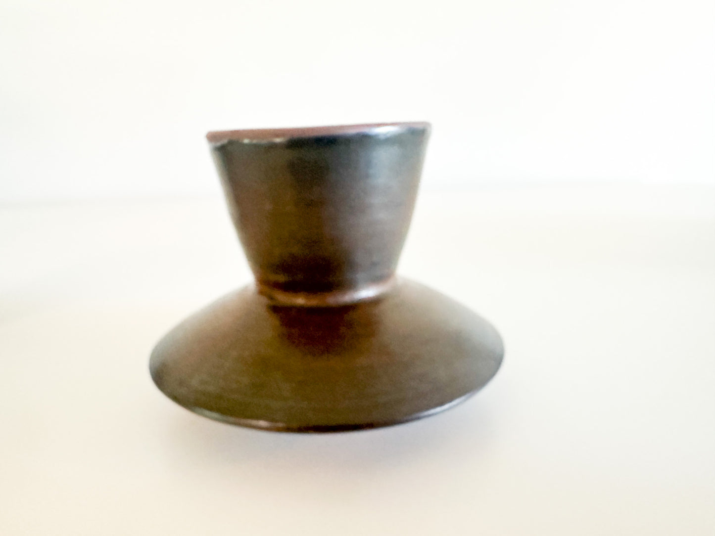 Set of 2 Stoneware Candlestick Holders | Vintage Candlestick Holders |