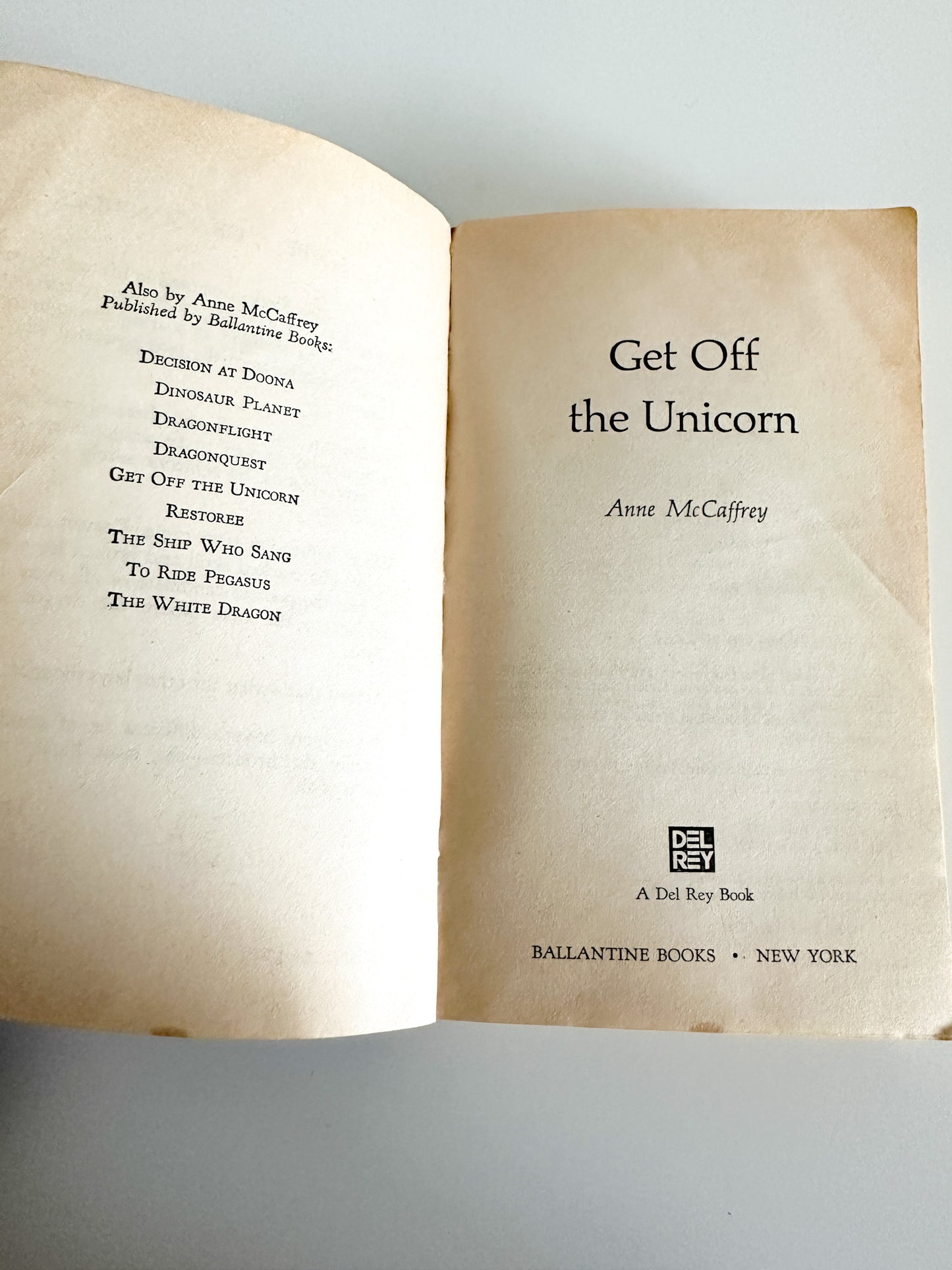 Get Off The Unicorn by Anne McCaffrey| Vintage SCIFI Paperback book| SCIFI Novellas