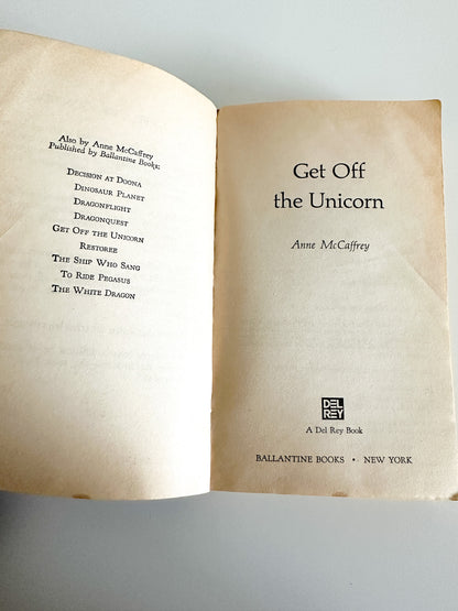 Get Off The Unicorn by Anne McCaffrey| Vintage SCIFI Paperback book| SCIFI Novellas