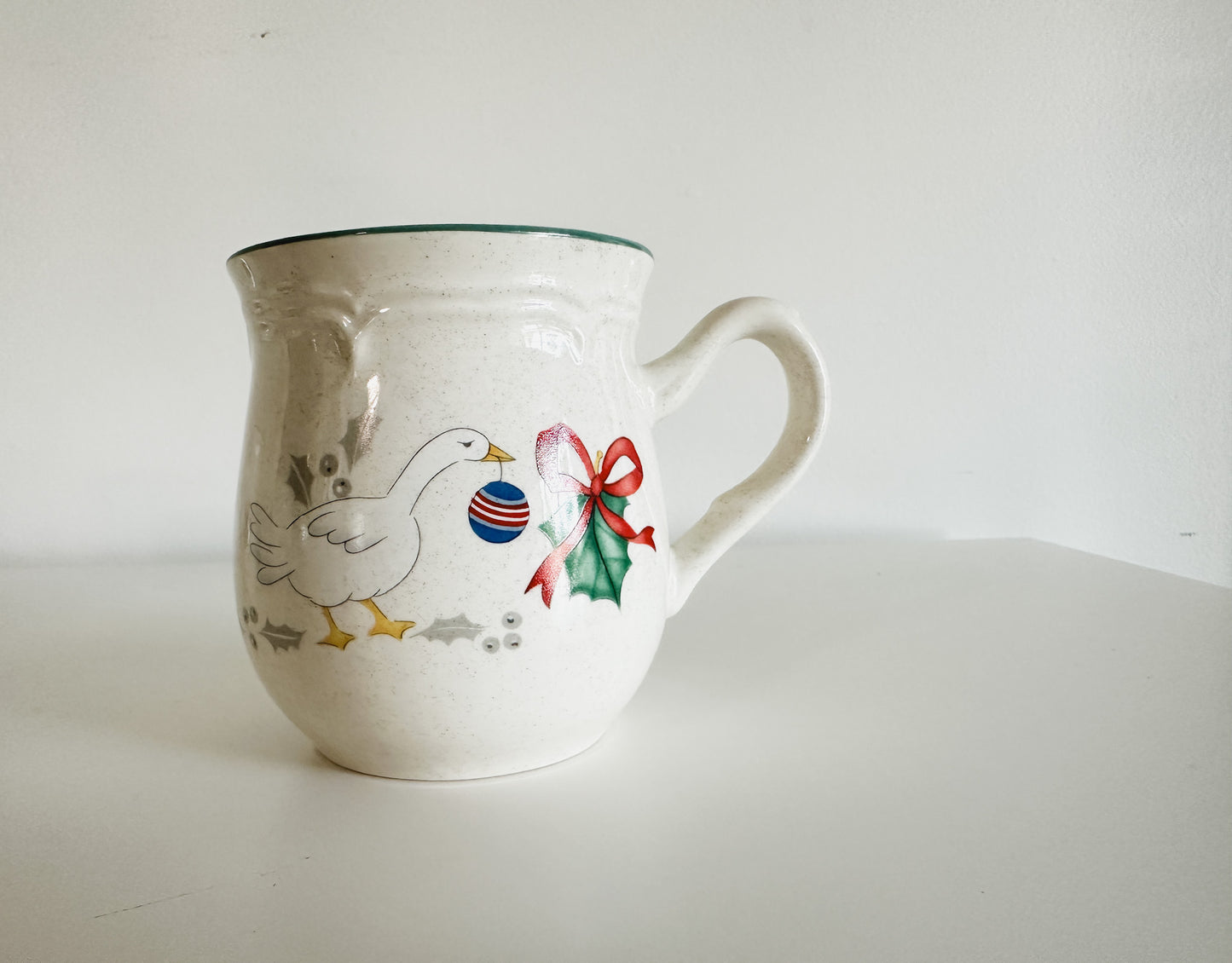 Set of Four Vintage International Stoneware Mugs| Vintage Geese Mugs | Vintage Christmas Mugs