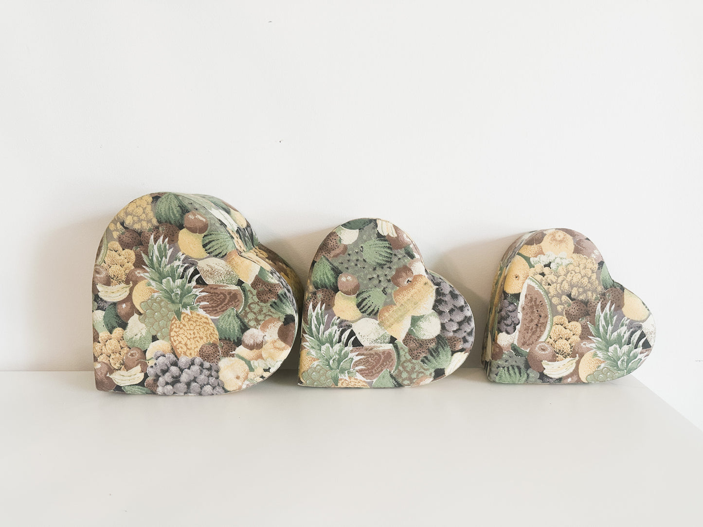 Heart Shaped Nesting Boxes | Vintage Heart Shaped Boxes | Vintage Heartshaped Fabric Nesting boxes