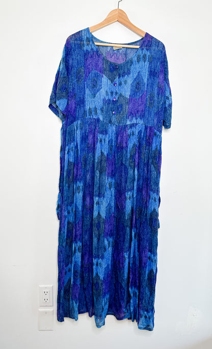 Vintage 90s Full Length Summer Dress with Short Sleeves