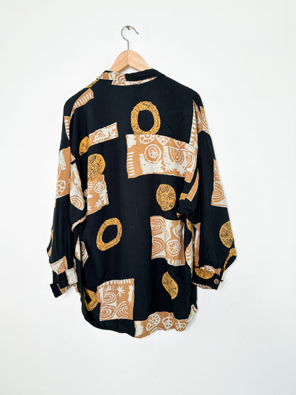 Vintage Extra Imports Long Sleeved Blouse | Patterned Blouse | Vintage 1990s Blouse