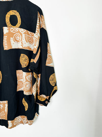 Vintage Extra Imports Long Sleeved Blouse | Patterned Blouse | Vintage 1990s Blouse