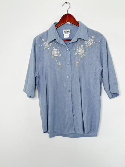 Vintage Embellished Blouse | 1990s Vintage Summer Blouse