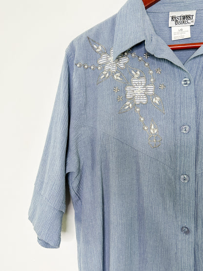 Vintage Embellished Blouse | 1990s Vintage Summer Blouse