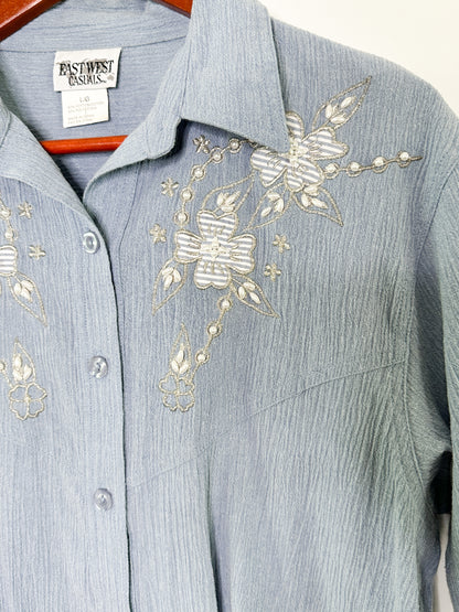 Vintage Embellished Blouse | 1990s Vintage Summer Blouse