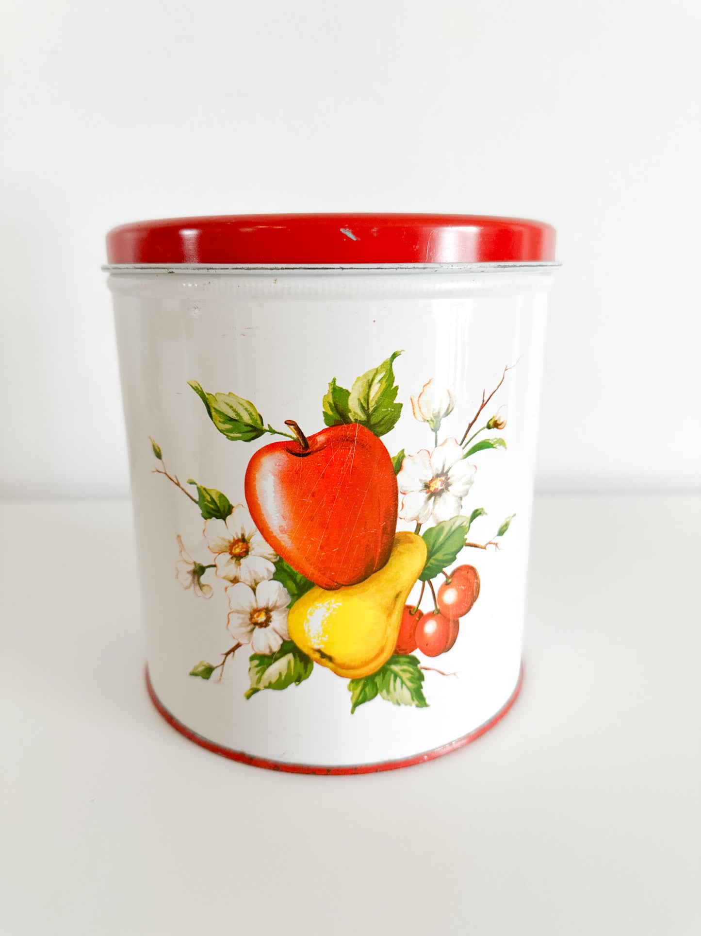 Vintage Decoware Red & White Canisters | Retro Decoware Fruit Canister