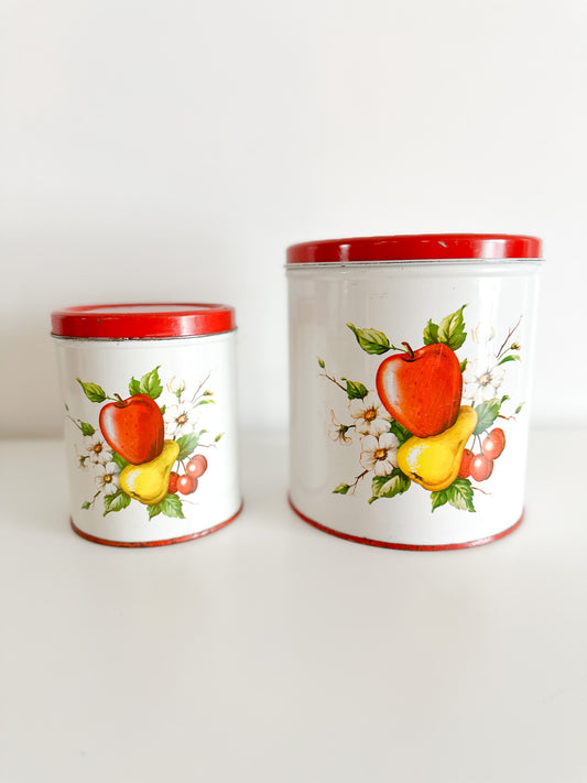 Vintage Decoware Red & White Canisters | Retro Decoware Fruit Canister