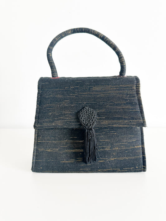 Woven Black and Gold Cocktail Bag