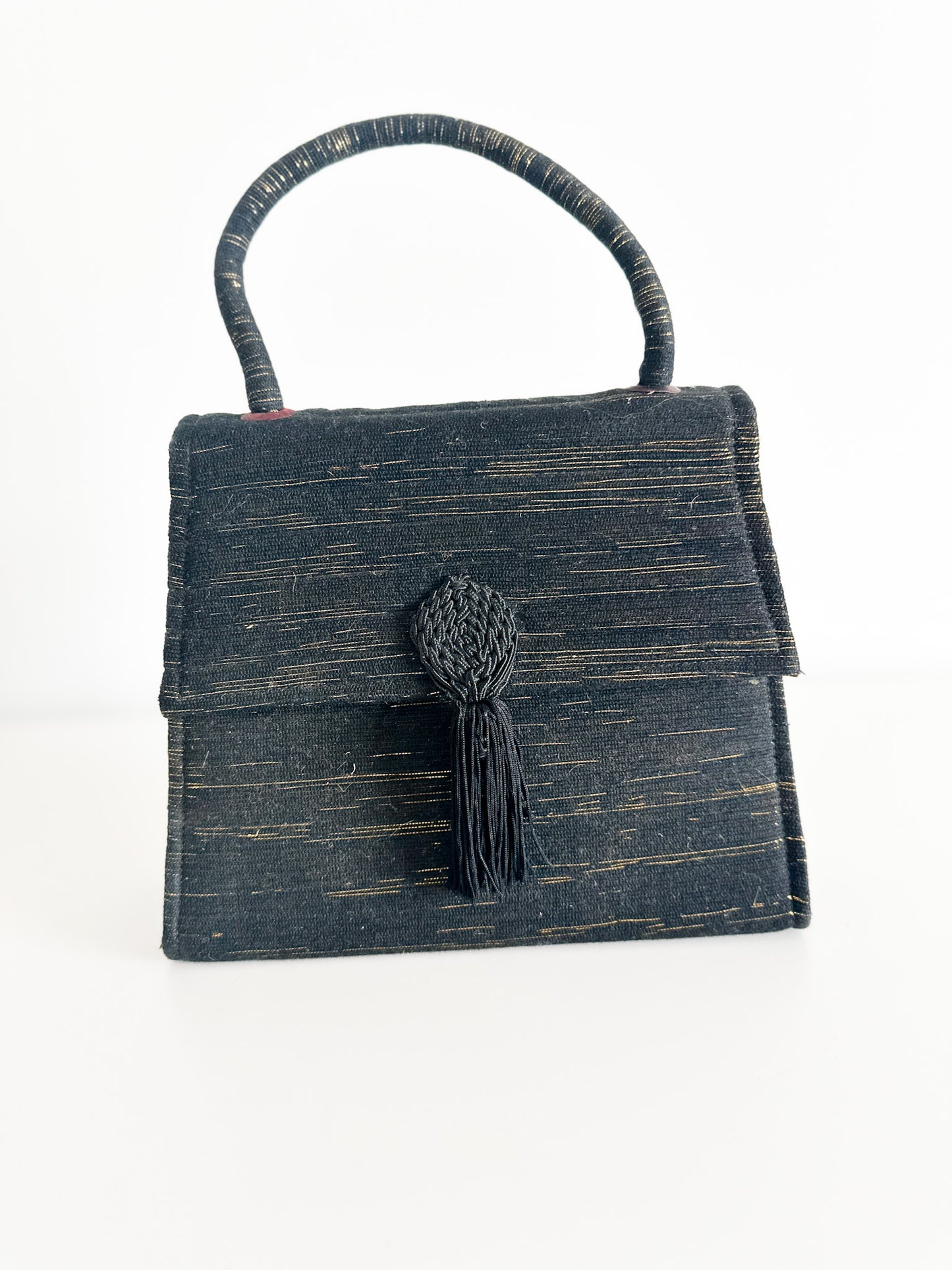 Woven Black and Gold Cocktail Bag