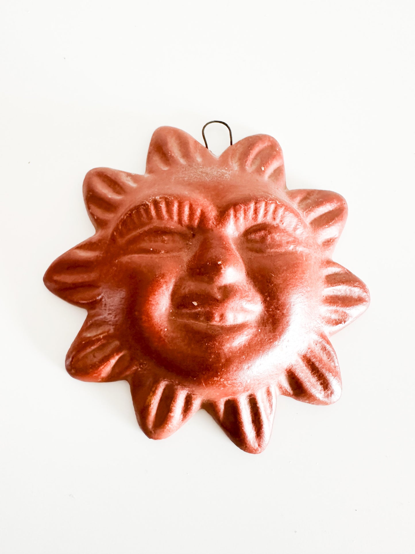 Vintage Wall Hanging Handmade Terracotta Sun with Face .