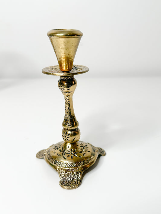 Ornate Brass Tapered Candlestick Holders | Vintage Brass Candlestick Holders | Vintage Brass Candle Holder