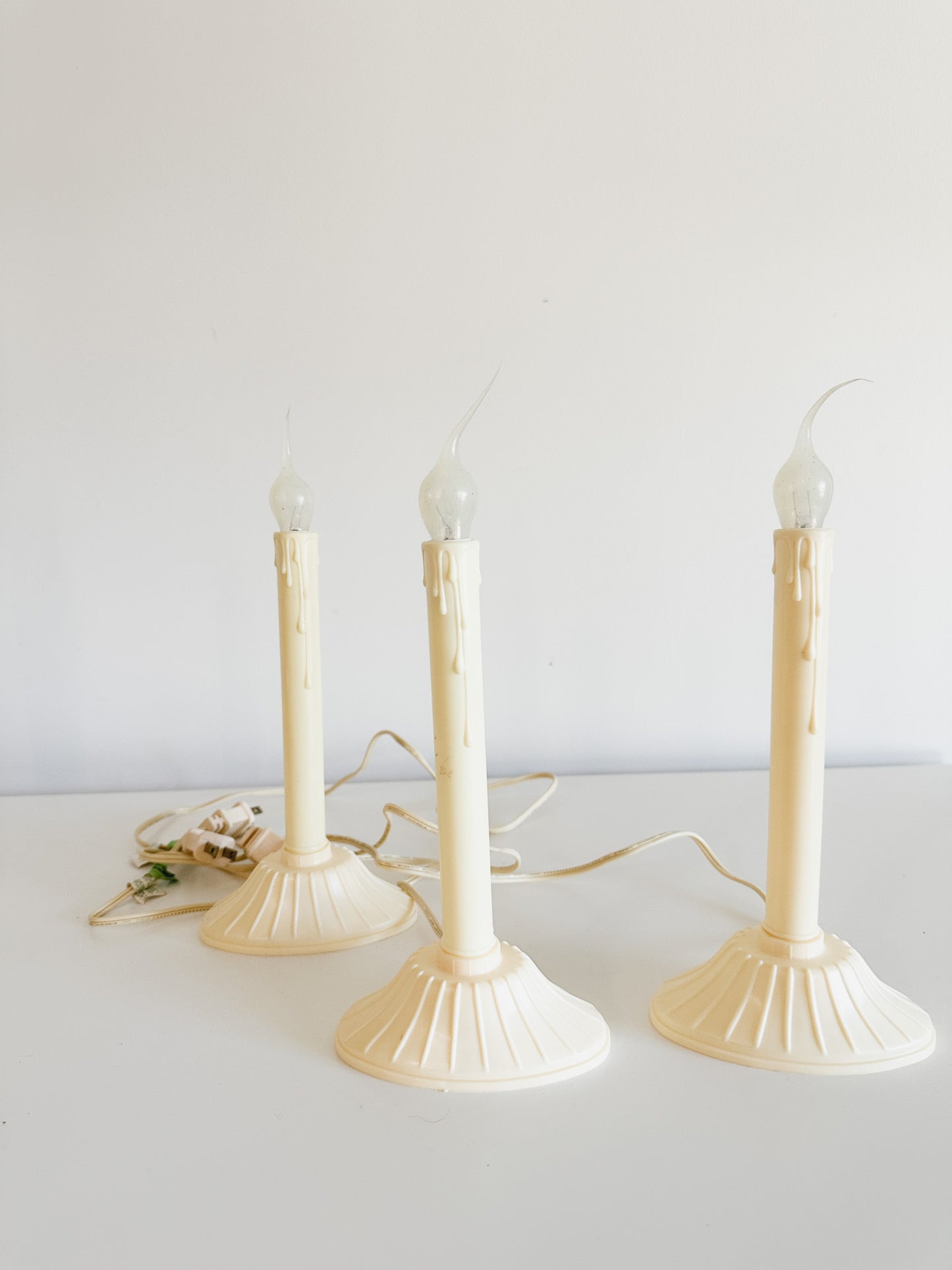Lot of 3 Vintage Christmas Single Light Candolier | Electric Drip Candles with Bulbs