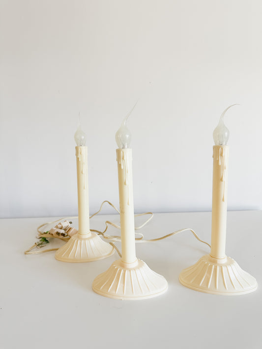 Lot of 3 Vintage Christmas Single Light Candolier | Electric Drip Candles with Bulbs