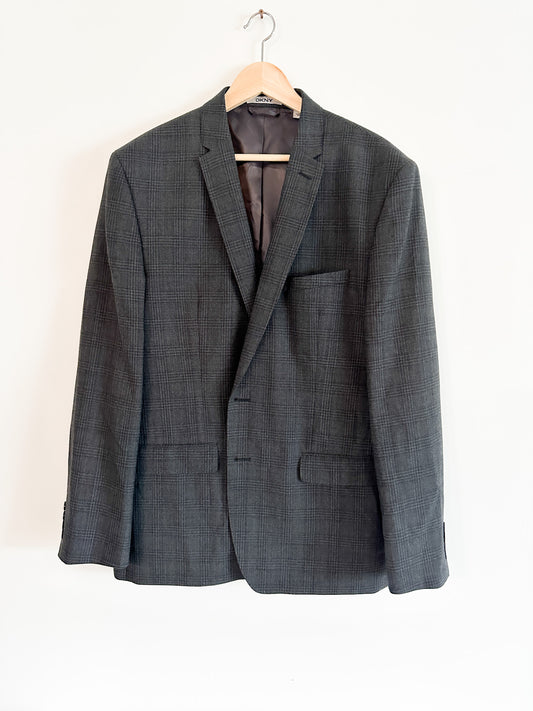 DKNY Mens Gray Plaid Blazer | Size:48R