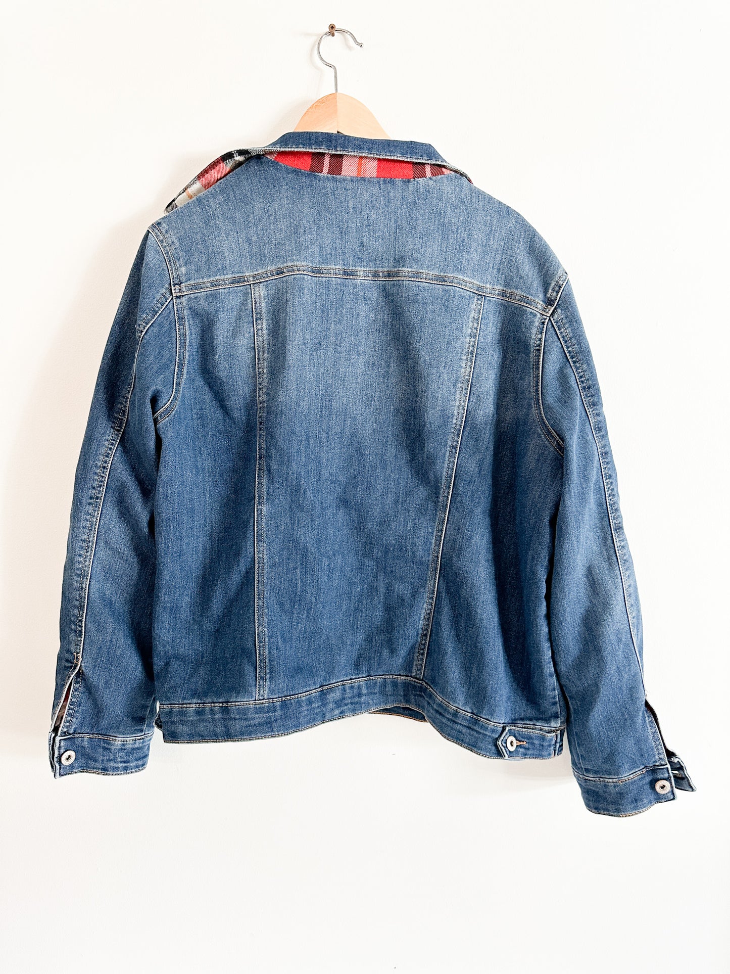 Parasuco Denim Jacket with Plaid Lining| Vintage Jean Jacket with Plaid Lining | Winter Jean Jacket | Size: XXL| Plus Size Jean Jacket