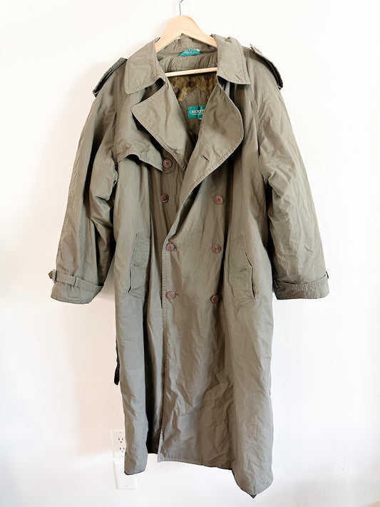 Vintage Cricketeer Khaki Fully Lined Trench Coat| Sizze: 44T | Plus Sized Trench Coat | Oversized Trench coat