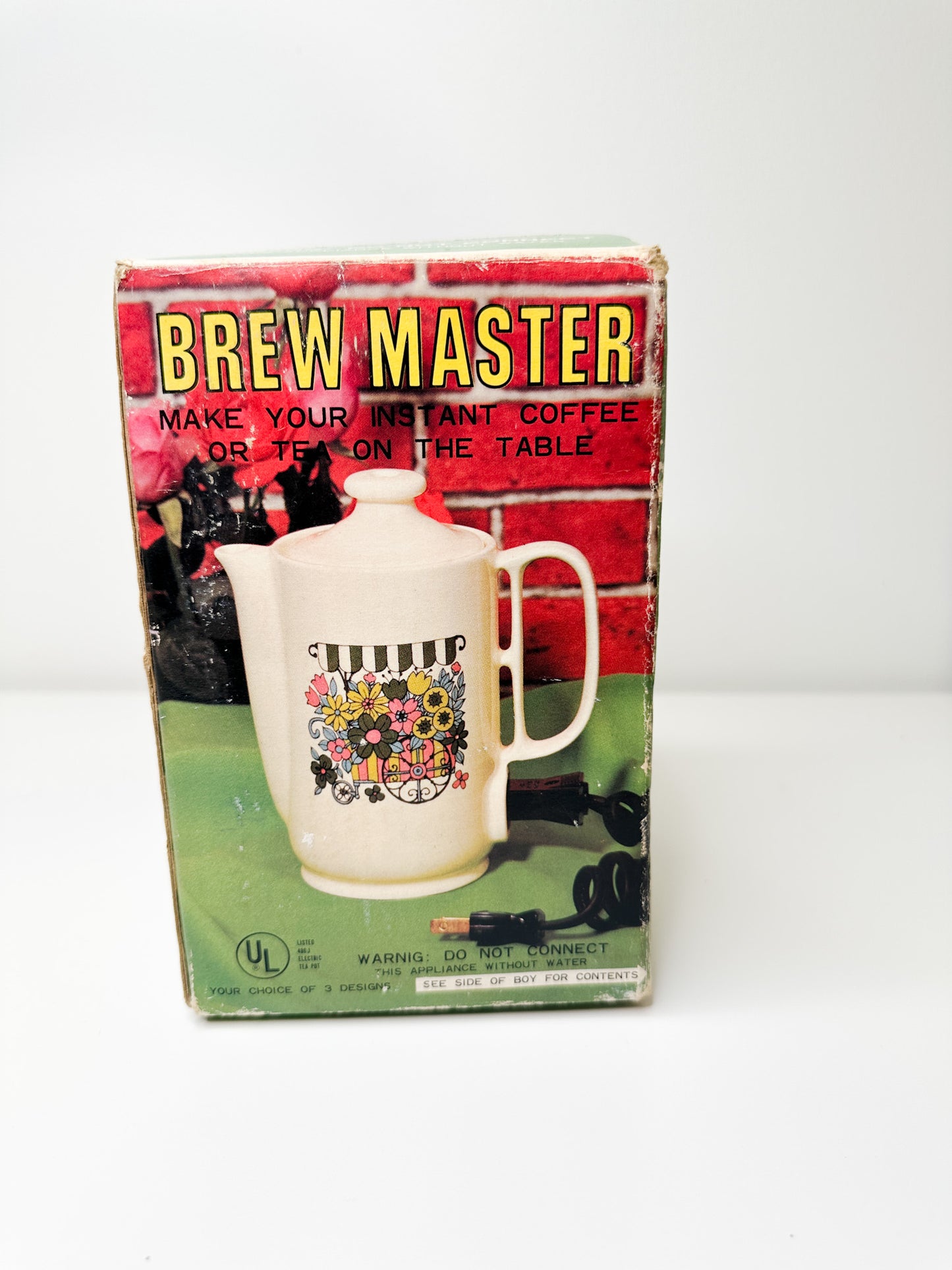 Vintage 1980s Brew Master Electric Kettle| Electric Teapot - Flower Cart Design Made in Japan