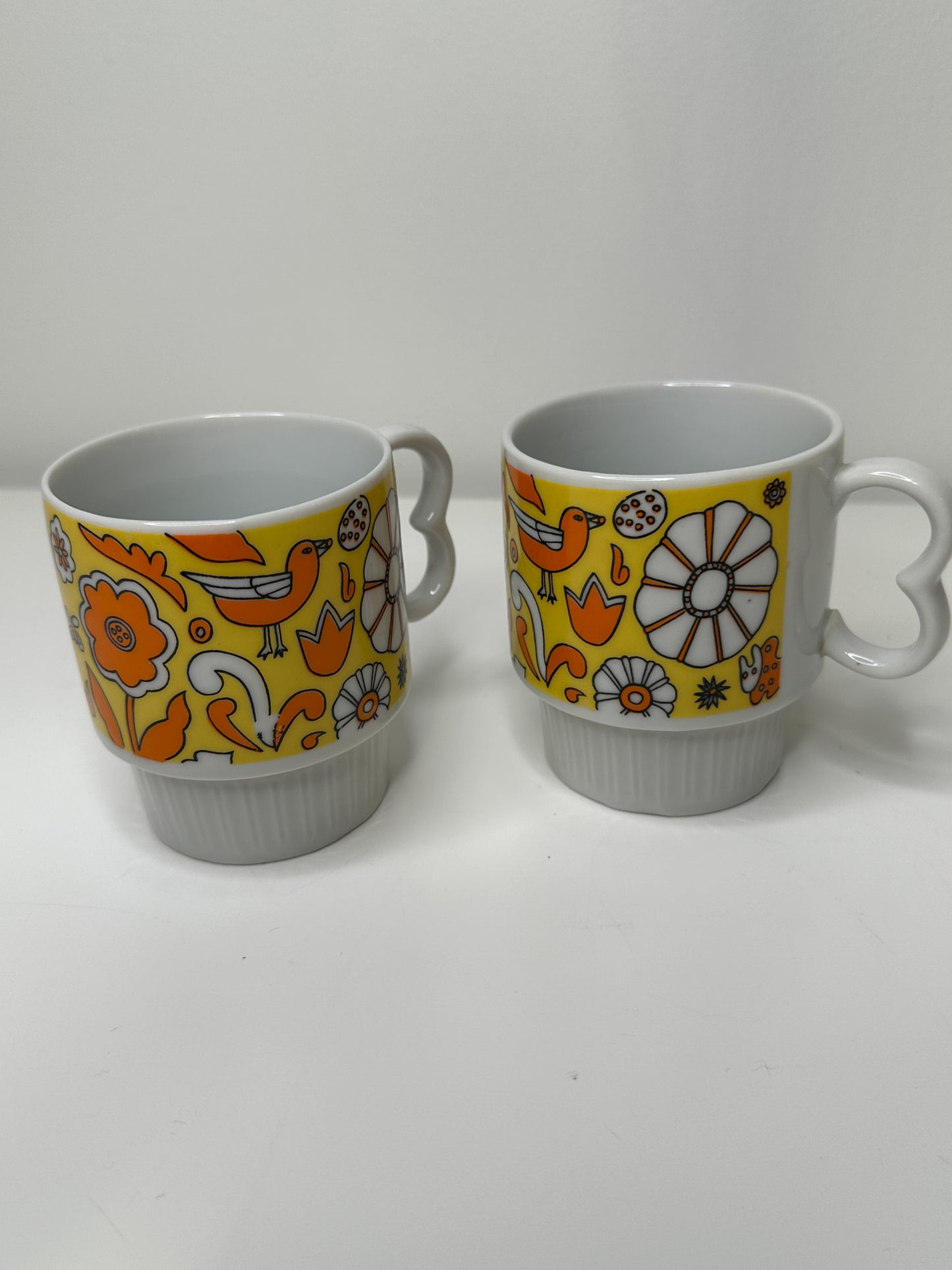 Lot of Two Vintage 1970s Stacking Mugs | Made in Japan