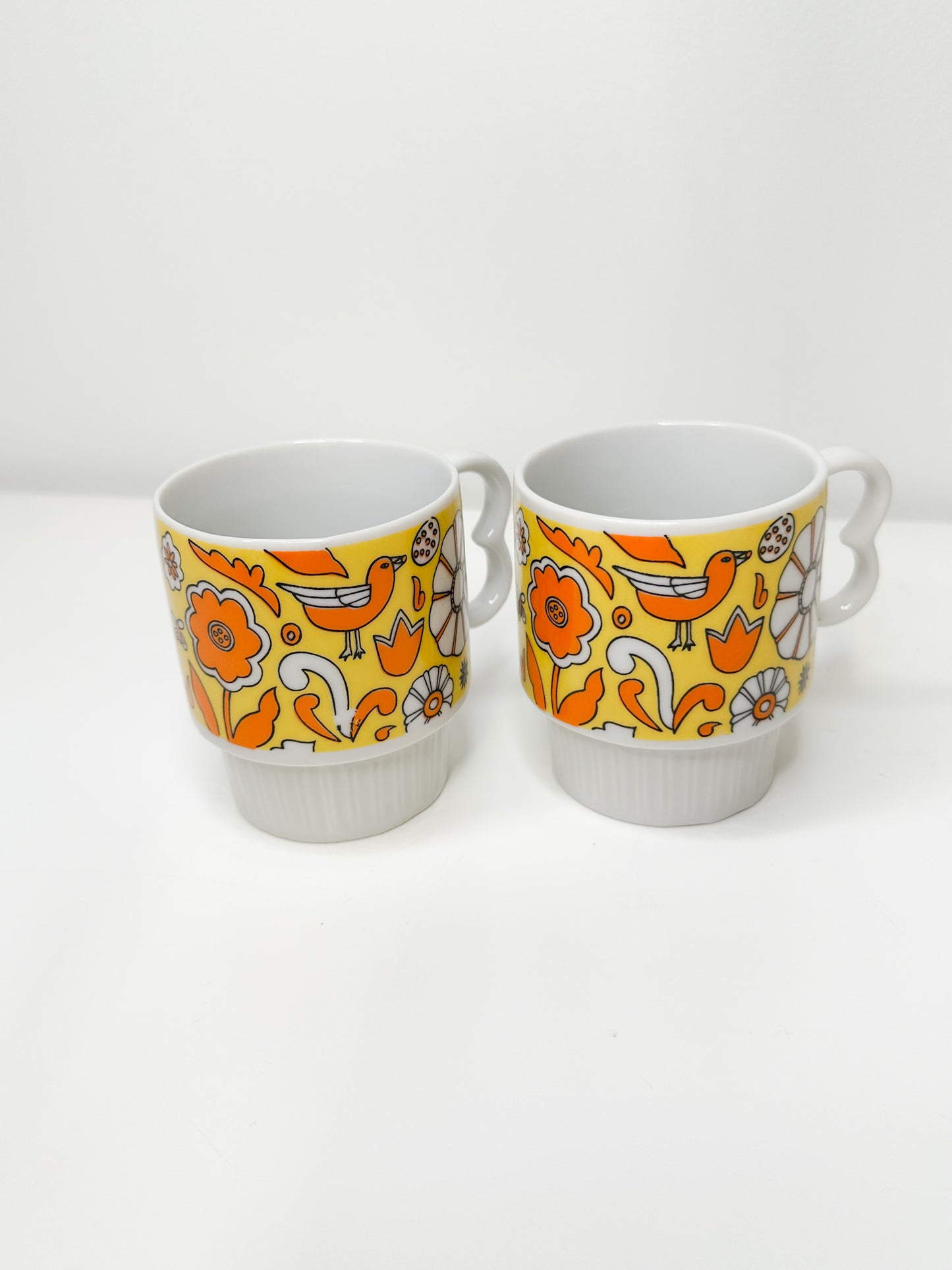 Lot of Two Vintage 1970s Stacking Mugs | Made in Japan