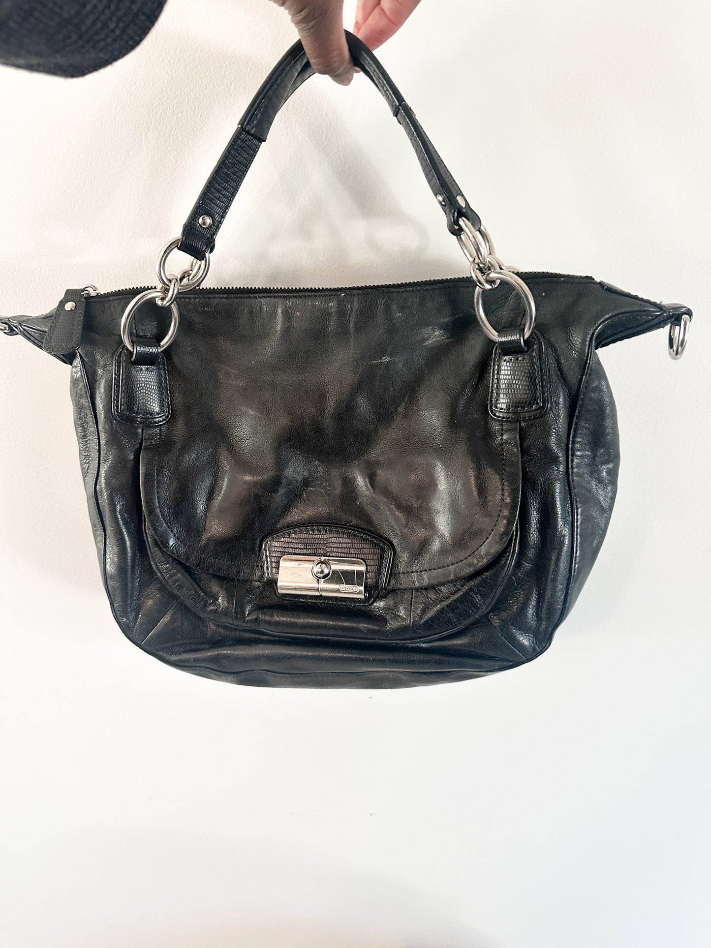 COACH Kristin Black Luxury Leather Large Satchel Bag