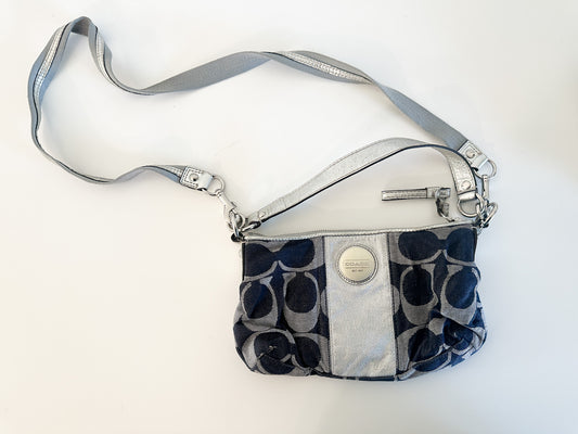 COACH Signature Stripe Demi Crossbody | Vintage Denim and Silver Coach Bag