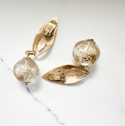 90s Vintage Statement Gold Clip-On Earrings