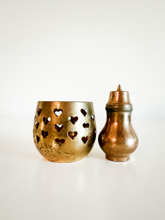 Brass Lot of Candle Tealight Holder and Pepper Shaker